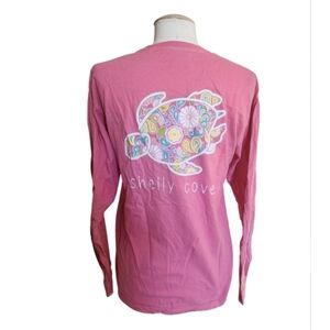 Shelley Cove Long Sleeve Front Pocket Floral Pink Tshirt